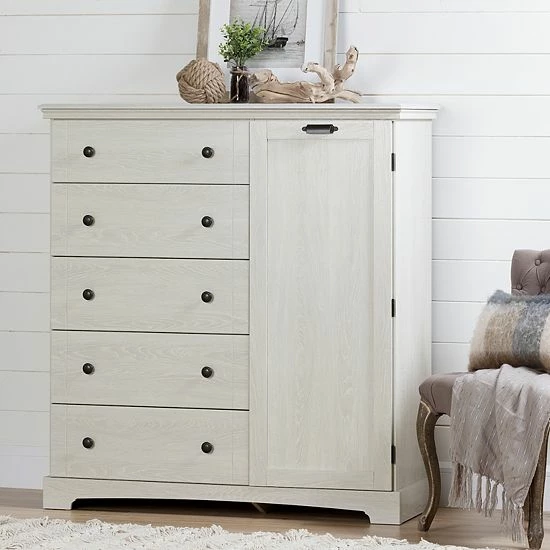 South Shore Avilla Door Chest With 5 Drawers White 4 South Shore Avilla Door Chest With 5 Drawers White - Image 2