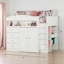 South Shore Tiara Twin Loft Bed With Desk -South Shore shop unnamed file 1101
