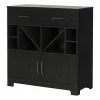 South Shore Vietti Bar Cabinet & Bottle Storage Black Oak