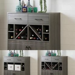 South Shore Vietti Bar Cabinet & Bottle Storage Black Oak -South Shore shop unnamed file 1123