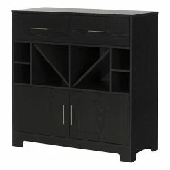 South Shore Vietti Bar Cabinet & Bottle Storage Black Oak -South Shore shop unnamed file 1131