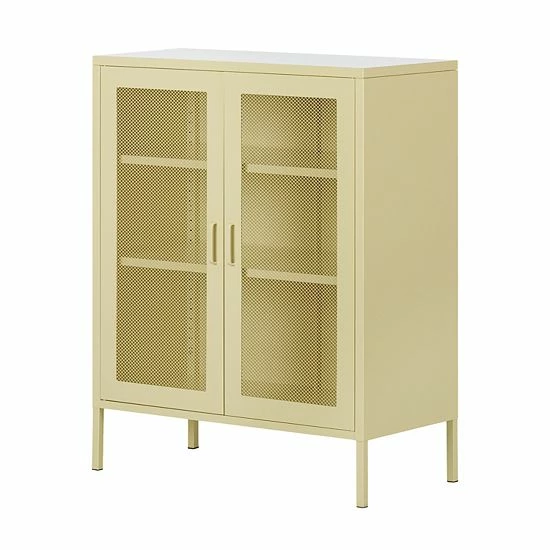 South Shore Crea Metal Mesh 2-Door Accent Cabinet Pale Yellow 3 South Shore Crea Metal Mesh 2-Door Accent Cabinet Pale Yellow