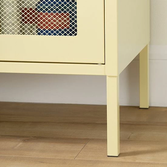 South Shore Crea Metal Mesh 2-Door Accent Cabinet Pale Yellow 6 South Shore Crea Metal Mesh 2-Door Accent Cabinet Pale Yellow - Image 4