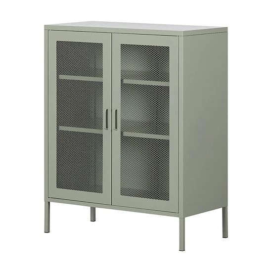 South Shore Crea Metal Mesh 2-Door Accent Cabinet Pale Yellow 11 South Shore Crea Metal Mesh 2-Door Accent Cabinet Pale Yellow - Image 9