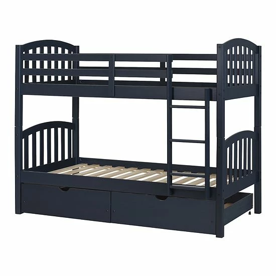 South Shore Asten Solid Wood Bunk Beds With Storage Drawers 3 South Shore Asten Solid Wood Bunk Beds With Storage Drawers