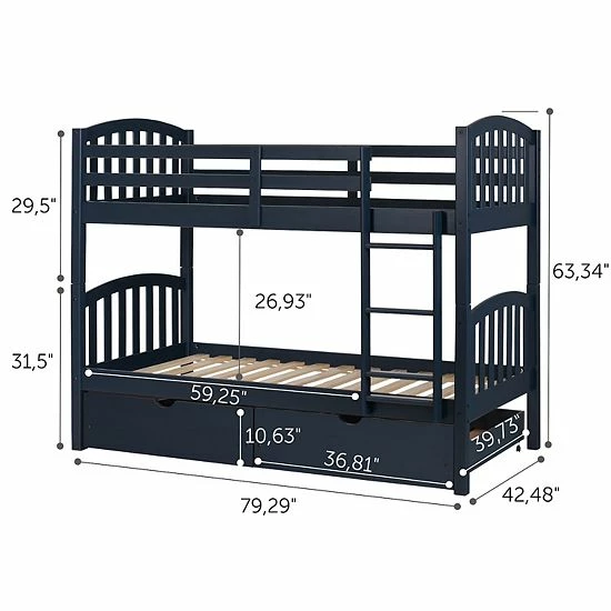 South Shore Ulysses Twin Bunk Bed & Rolling Drawers Set 10 South Shore Ulysses Twin Bunk Bed & Rolling Drawers Set - Image 8
