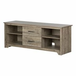 South Shore Fusion TV Stand With Drawers Weathered Oak