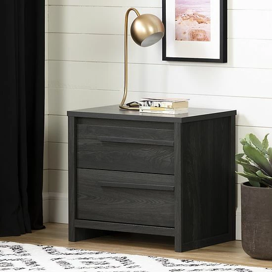 South Shore Tao 2-Drawer Nightstand Natural Walnut 4 South Shore Tao 2-Drawer Nightstand Natural Walnut - Image 2
