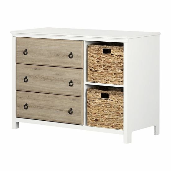 South Shore Cotton Candy 3-Drawer Dresser With Baskets Seaside Pine 3 South Shore Cotton Candy 3-Drawer Dresser With Baskets Seaside Pine