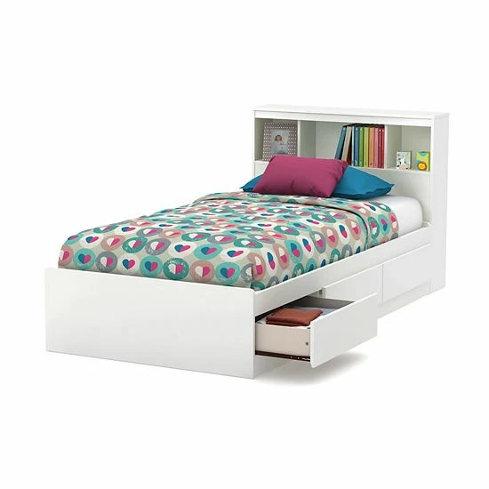 South Shore Reevo Mates Bed With Bookcase Headboard 4 South Shore Reevo Mates Bed With Bookcase Headboard - Image 2