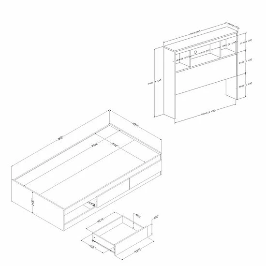 South Shore Reevo Mates Bed With Bookcase Headboard 8 South Shore Reevo Mates Bed With Bookcase Headboard - Image 6