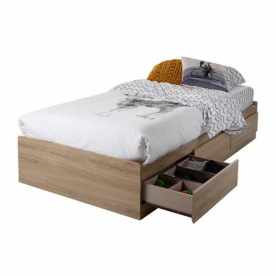 South Shore Fynn Mates Bed With Storage Drawers Rustic Oak 4 South Shore Fynn Mates Bed With Storage Drawers Rustic Oak - Image 2