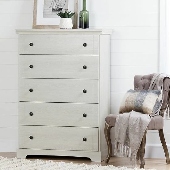 South Shore Avilla 5-Drawer Chest Dresser White 4 South Shore Avilla 5-Drawer Chest Dresser White - Image 2