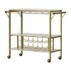 South Shore Maliza Bar Cart With Wine Storage Faux Marble Black