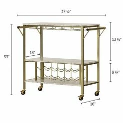 South Shore Maliza Bar Cart With Wine Storage Faux Marble Black -South Shore shop unnamed file 381