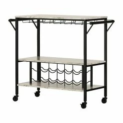South Shore Maliza Bar Cart With Wine Storage Faux Marble Black -South Shore shop unnamed file 383