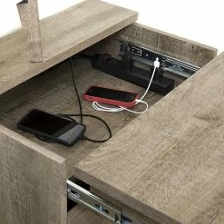 South Shore Versa Nightstand With Charging Station Gray Maple -South Shore shop unnamed file 399