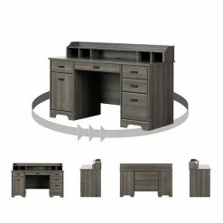 South Shore Versa Computer Office Desk With Power Bar Weathered Oak -South Shore shop unnamed file 40