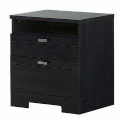 South Shore Reevo Nightstand With Cord Catcher Black Oak -South Shore shop unnamed file 419