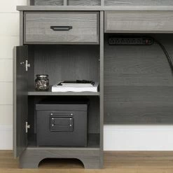 South Shore Versa Computer Office Desk With Power Bar Weathered Oak -South Shore shop unnamed file 45