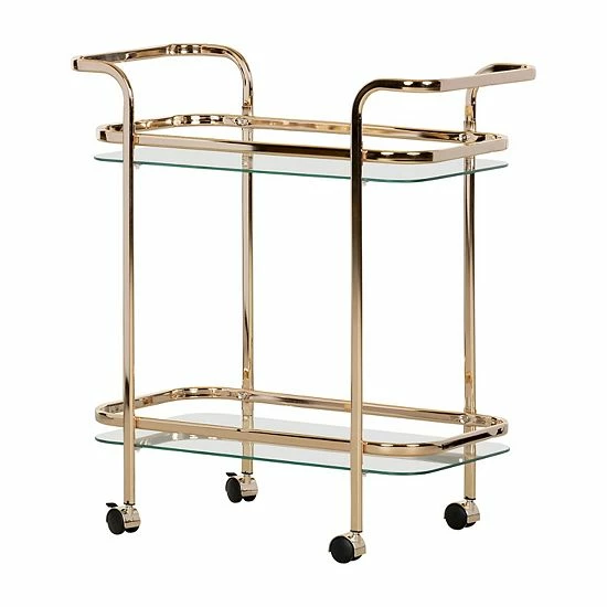 South Shore Maliza Bar Cart Gold Glass 6 South Shore Maliza Bar Cart Gold Glass - Image 4