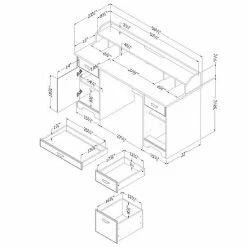 South Shore Versa Computer Office Desk With Power Bar Weathered Oak -South Shore shop unnamed file 51