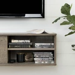 South Shore Agora Wall-Mounted Media Console Weathered Brown -South Shore shop unnamed file 697