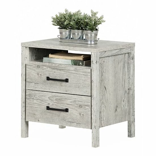 South Shore Gravity 2-Drawer Nightstand Gray 4 South Shore Gravity 2-Drawer Nightstand Gray - Image 2