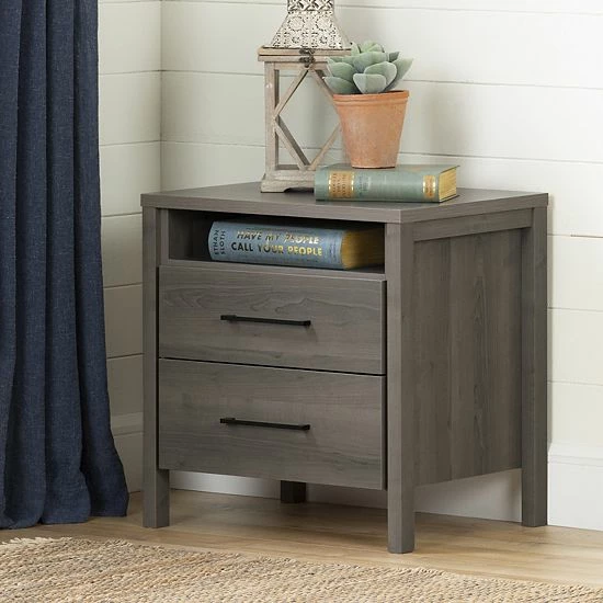 South Shore Gravity 2-Drawer Nightstand Gray 5 South Shore Gravity 2-Drawer Nightstand Gray - Image 3