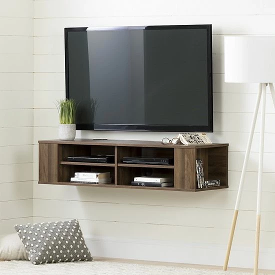 South Shore City Life Wall-Mounted Media Console Natural Walnut 4 South Shore City Life Wall-Mounted Media Console Natural Walnut - Image 2