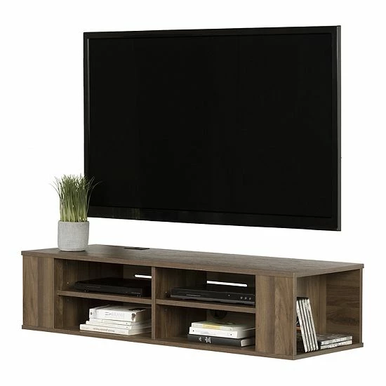 South Shore City Life Wall-Mounted Media Console Natural Walnut 5 South Shore City Life Wall-Mounted Media Console Natural Walnut - Image 3