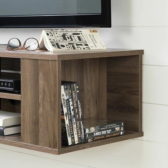 South Shore City Life Wall-Mounted Media Console Natural Walnut 6 South Shore City Life Wall-Mounted Media Console Natural Walnut - Image 4