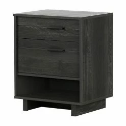 South Shore Fynn Nightstand With Cord Catcher Gray Oak -South Shore shop unnamed file 890