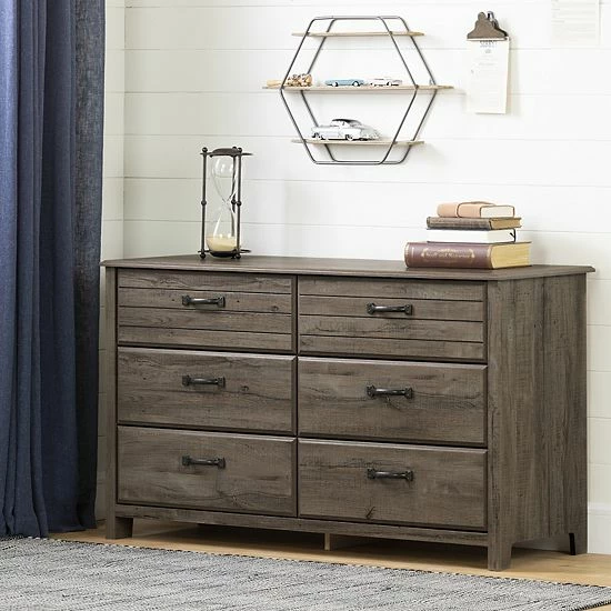 South Shore Asten 6-Drawer Double Dresser Brown 4 South Shore Asten 6-Drawer Double Dresser Brown - Image 2