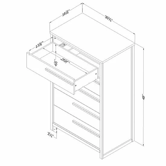 South Shore Tao 5-Drawer Chest Natural Walnut 10 South Shore Tao 5-Drawer Chest Natural Walnut - Image 8