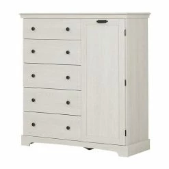South Shore Avilla Door Chest With 5 Drawers White